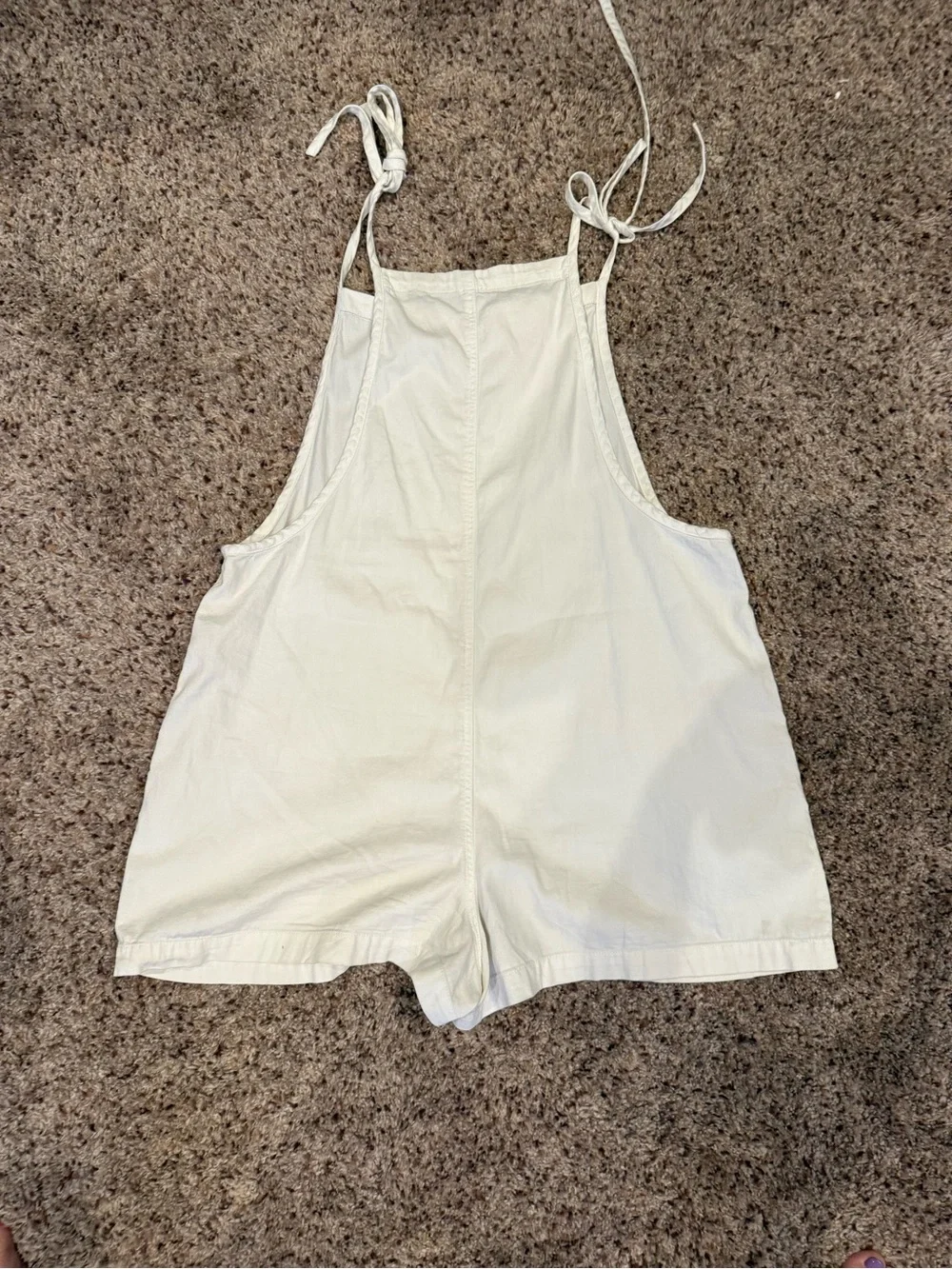aerie Cream Tie-Strap Romper Shorts - Picture 2 of 2